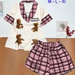 Đồ bộ vải  latin  pijama quần đùi  áo tay ngắn cổ xéo