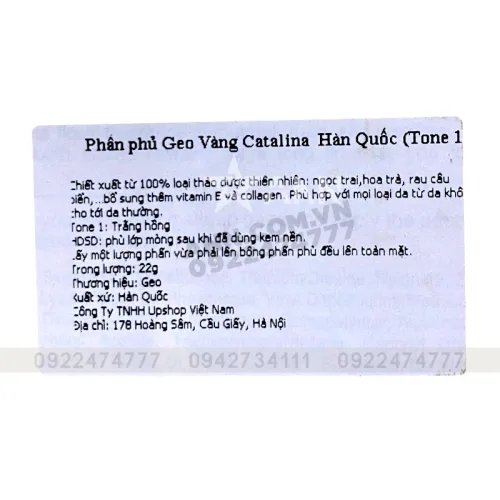 Phấn Phủ Catalina Geo Pact Hàn Quốc 22g (Tone 1)