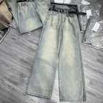 Quần Jeans Cotton Nữ Ống Suông Vải Dày Mềm Không Co Giãn Tôn Dáng