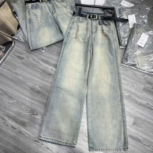 Quần Jeans Cotton Nữ Ống Suông Vải Dày Mềm Không Co Giãn Tôn Dáng