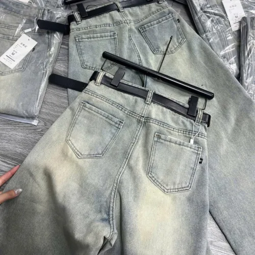Quần Jeans Cotton Nữ Ống Suông Vải Dày Mềm Không Co Giãn Tôn Dáng