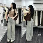 Quần Jeans Cotton Nữ Ống Suông Vải Dày Mềm Không Co Giãn Tôn Dáng