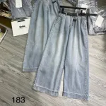 Quần Jeans Cotton Nữ Ống Suông Vải Dày Mềm Không Co Giãn Tôn Dáng