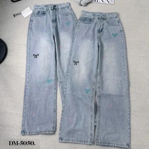 Quần Jeans Cotton Nữ Ống Suông Vải Dày Mềm Không Co Giãn Tôn Dáng