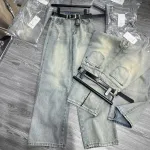 Quần Jeans Cotton Nữ Ống Suông Vải Dày Mềm Không Co Giãn Tôn Dáng