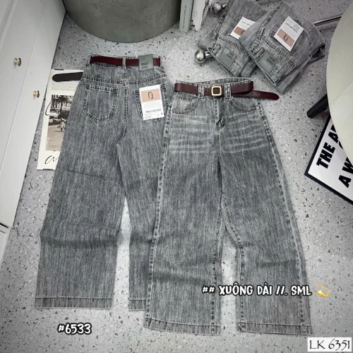 Quần Jeans Nữ Ống Rộng Vải Dày Mềm Không Co Giãn Có Nhiều Mẫu Cực Xinh