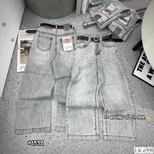 Quần Jeans Nữ Ống Rộng Vải Dày Mềm Không Co Giãn Có Nhiều Mẫu Cực Xinh