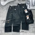 Quần Jeans Nữ Ống Suông Vải Dày Mềm Không Co Giãn Tôn Dáng