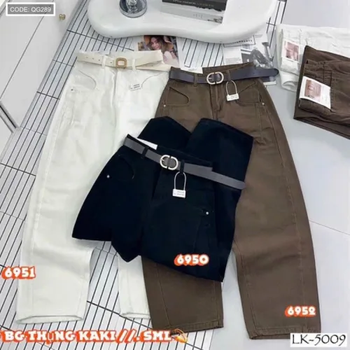 Quần Jeans Nữ Ống Suông Vải Dày Mềm Không Co Giãn Tôn Dáng