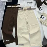 Quần Jeans Nữ Ống Suông Vải Dày Mềm Không Co Giãn Tôn Dáng