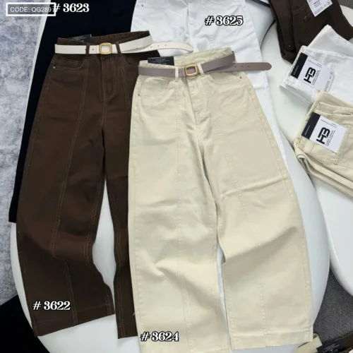 Quần Jeans Nữ Ống Suông Vải Dày Mềm Không Co Giãn Tôn Dáng