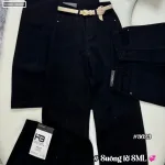 Quần Jeans Nữ Ống Suông Vải Dày Mềm Không Co Giãn Tôn Dáng