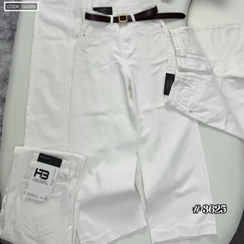 Quần Jeans Nữ Ống Suông Vải Dày Mềm Không Co Giãn Tôn Dáng
