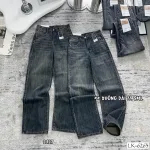 Quần Jeans Nữ Ống Suông Vải Dày Mềm Không Co Giãn Tôn Dáng