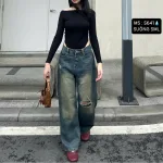Quần Jeans Nữ Ống Suông Vải Dày Mềm Không Co Giãn Tôn Dáng Bền Đẹp - 5641