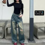 Quần Jeans Nữ Ống Suông Vải Dày Mềm Không Co Giãn Tôn Dáng Bền Đẹp - 5641