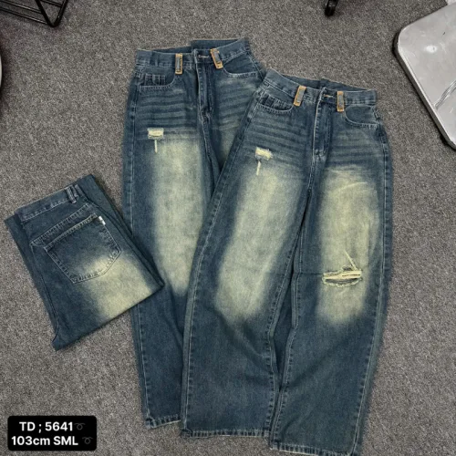 Quần Jeans Nữ Ống Suông Vải Dày Mềm Không Co Giãn Tôn Dáng Bền Đẹp - 5641