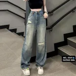 Quần Jeans Nữ Ống Suông Vải Dày Mềm Không Co Giãn Tôn Dáng Bền Đẹp - 5641