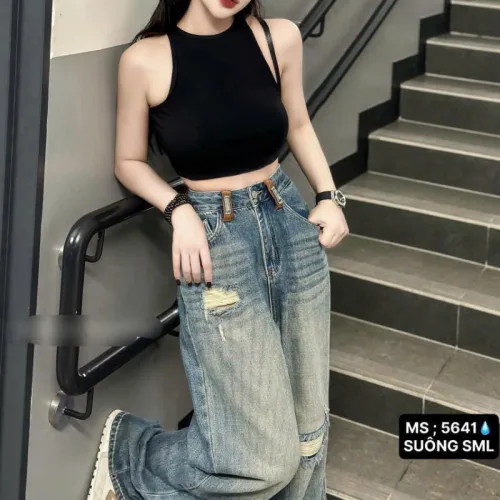 Quần Jeans Nữ Ống Suông Vải Dày Mềm Không Co Giãn Tôn Dáng Bền Đẹp - 5641