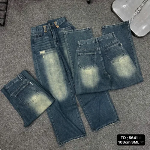 Quần Jeans Nữ Ống Suông Vải Dày Mềm Không Co Giãn Tôn Dáng Bền Đẹp - 5641