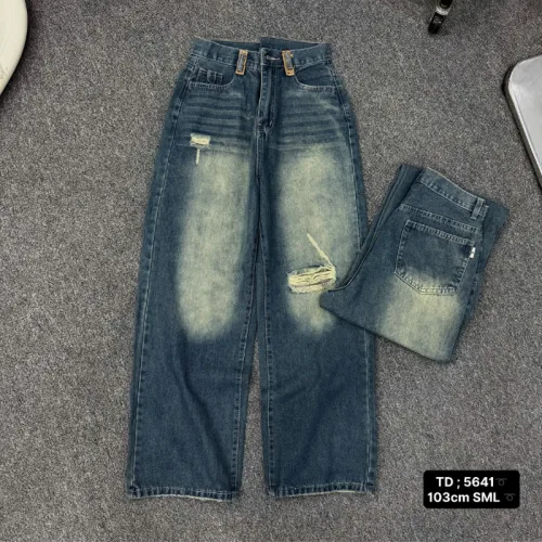 Quần Jeans Nữ Ống Suông Vải Dày Mềm Không Co Giãn Tôn Dáng Bền Đẹp - 5641