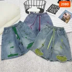 Quần Jeans Nữ Ngố Rách Vải Màu/Phối Sọc Caro - Quần Jean Lưng Thun Đẹp Dày Mềm Không Co Giãn