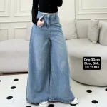 Quần Jeans Nữ Suông Loe Xanh Mẫu Kiểu - Quần Ống Rộng Vải Đẹp Dày Mềm Không Co Giãn