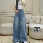 Quần Jeans Nữ Suông Loe Xanh Mẫu Kiểu - Quần Ống Rộng Vải Đẹp Dày Mềm Không Co Giãn