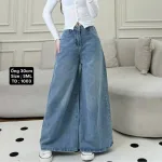 Quần Jeans Nữ Suông Loe Xanh Mẫu Kiểu - Quần Ống Rộng Vải Đẹp Dày Mềm Không Co Giãn