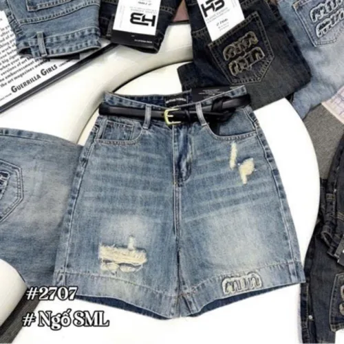 Quần Jeans Nữ Trơn Ống Rộng - Quần Ống Suông Jean Nữ - Quần Short Rách Vải Dày Mềm Không Co Giãn - Nhiều Mẫu