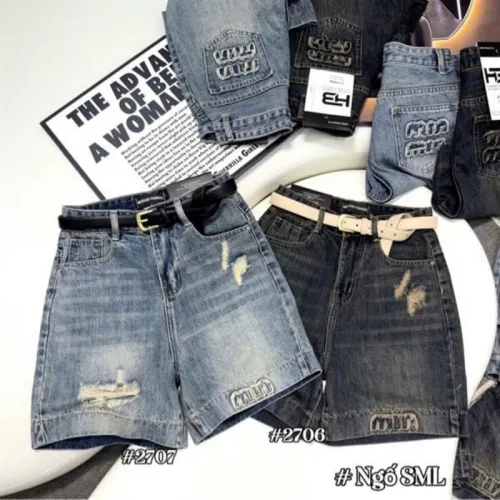 Quần Jeans Nữ Trơn Ống Rộng - Quần Ống Suông Jean Nữ - Quần Short Rách Vải Dày Mềm Không Co Giãn - Nhiều Mẫu