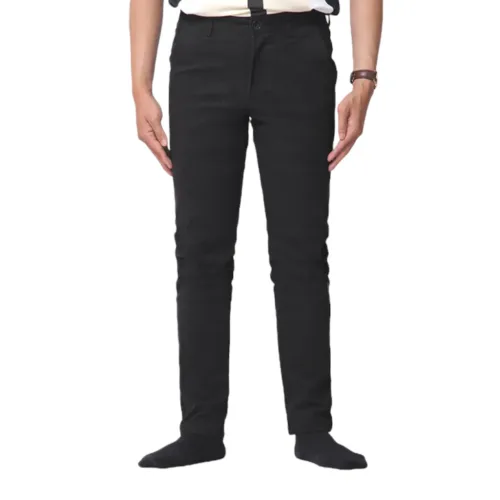 Quần Kaki Dài Nam Co Giãn Màu Đen