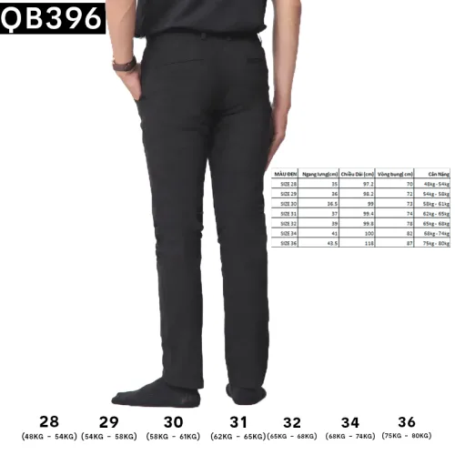 Quần Kaki Dài Nam Co Giãn Màu Đen