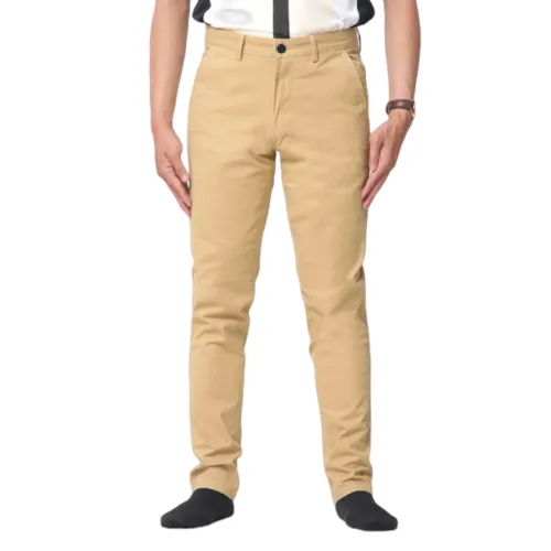 Quần Kaki Dài Nam Co Giãn Màu Kem