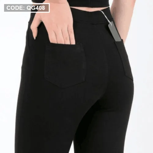 Quần Leggin nữ 2 túi sau màu đen kèm túi cao cấp