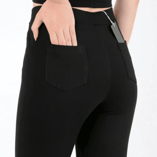 Quần Leggin nữ 2 túi sau màu đen kèm túi cao cấp