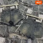 Quần Short Jean Nữ Thêu Logo - Quần Short Kaki Kiểu - Quần gIả Váy Dây Không Co Giãn Đứng Form Chuẩn