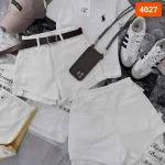 Quần Short Jean Nữ Thêu Logo - Quần Short Kaki Kiểu - Quần gIả Váy Dây Không Co Giãn Đứng Form Chuẩn