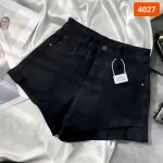 Quần Short Jean Nữ Thêu Logo - Quần Short Kaki Kiểu - Quần gIả Váy Dây Không Co Giãn Đứng Form Chuẩn