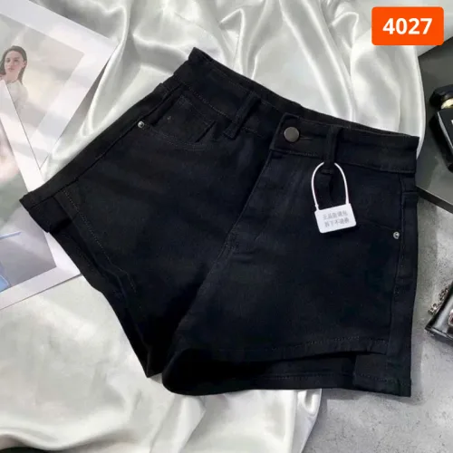 Quần Short Jean Nữ Thêu Logo - Quần Short Kaki Kiểu - Quần gIả Váy Dây Không Co Giãn Đứng Form Chuẩn