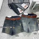 Quần Short Jean Nữ Thêu Logo - Quần Short Kaki Kiểu - Quần gIả Váy Dây Không Co Giãn Đứng Form Chuẩn