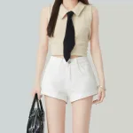 Quần Short Jean Trơn Nữ Không Co Giãn Đứng Form Chuẩn - Có 5 Màu Mặc Cực Xinh
