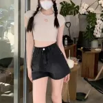 Quần Short Jean Trơn Nữ Không Co Giãn Đứng Form Chuẩn Mặc Cực Xinh