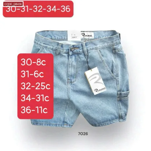 Quần Short Jeans Nam Rurumen Cao Cấp Chất Liệu Co Giãn (Có size 36)