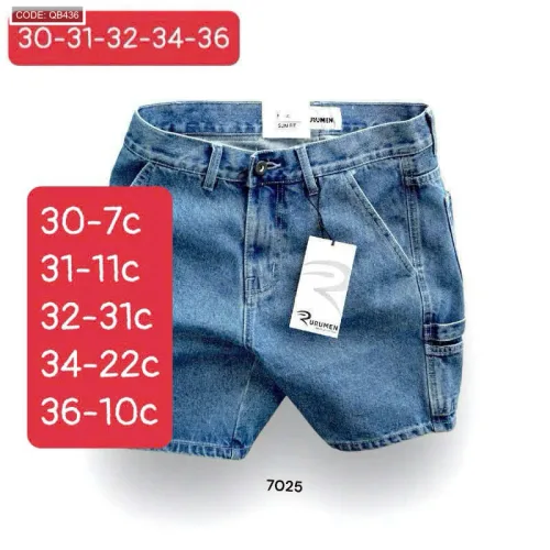 Quần Short Jeans Nam Rurumen Cao Cấp Chất Liệu Co Giãn (Có size 36)