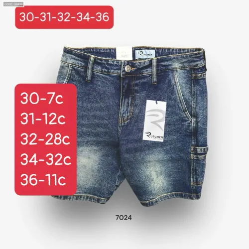 Quần Short Jeans Nam Rurumen Cao Cấp Chất Liệu Co Giãn (Có size 36)