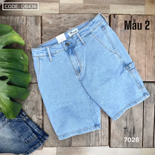 Quần Short Jeans Nam Rurumen Cao Cấp Chất Liệu Co Giãn (Có size 36)