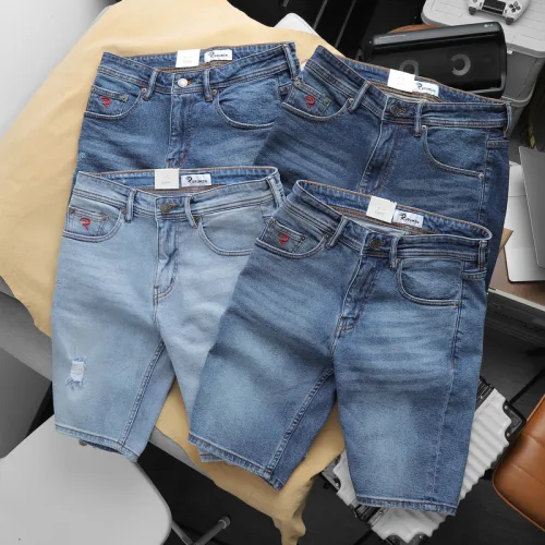Quần Short Jeans Nam Rurumen Màu Xanh Cao Cấp Hàng VNXK