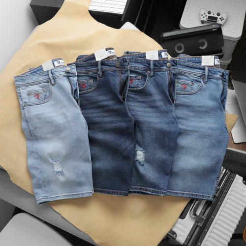 Quần Short Jeans Nam Rurumen Màu Xanh Cao Cấp Hàng VNXK