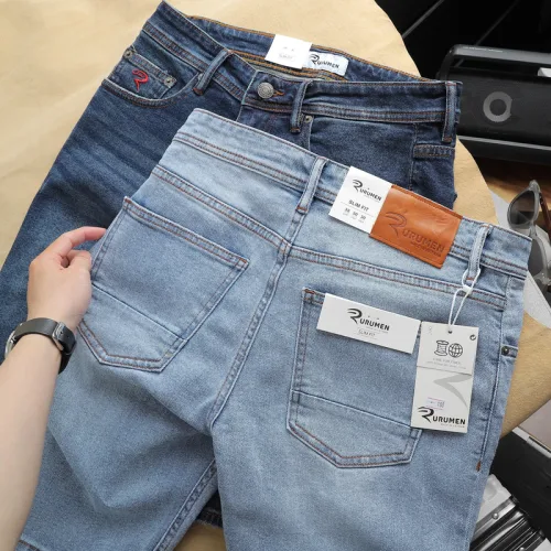 Quần Short Jeans Nam Rurumen Màu Xanh Cao Cấp Hàng VNXK